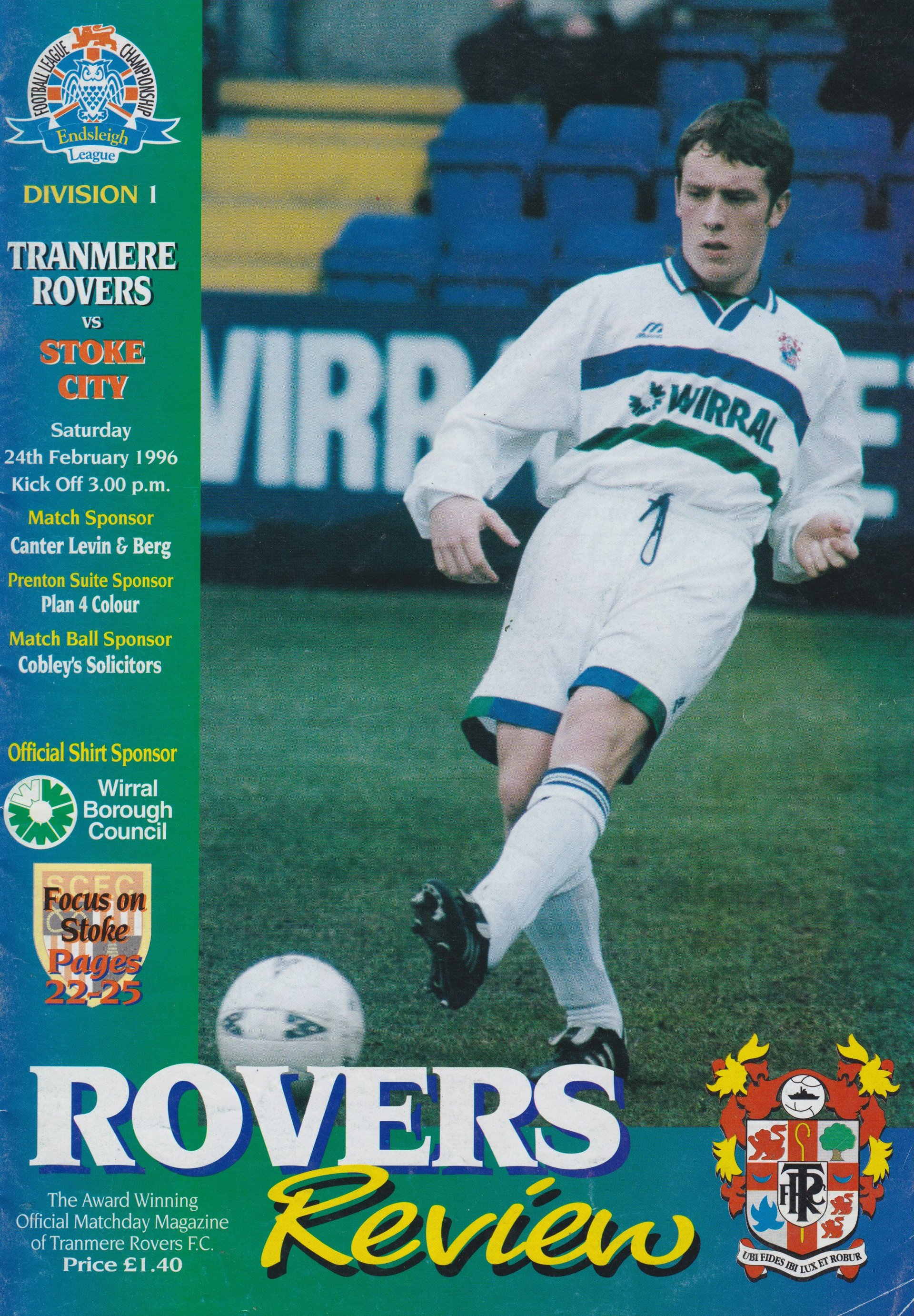 Tranmere Rovers v Stoke City match programme